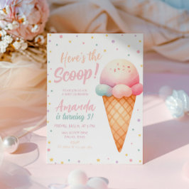 Här är Scoop Ice Cream-Födelsedagsfesten Inbjudningar