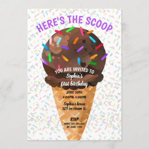 Här är Scoop Ice Cream Girl Birthday Inbjudningar