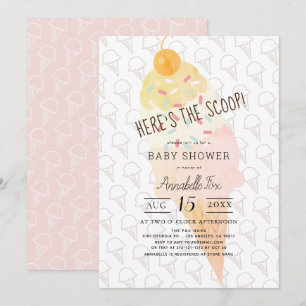 Här är Scoop Ice Cream Girl Rosa Baby Shower Inbjudningar