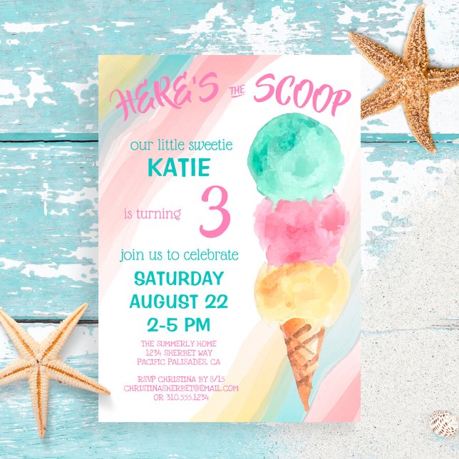 Här är Scoop Ice Cream Little Sweets Birthday Inbjudningar (Skapare uppladdad)