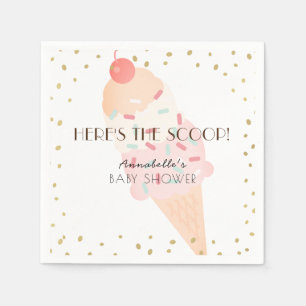 Här är Scoop Ice Cream Rosa Baby Shower Pappersservett