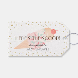 Här är Scoop Ice Cream Rosa Baby Shower Presentetikett