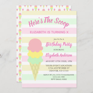 Här är Scoop Ice Cream Sommardagen Inbjudningar