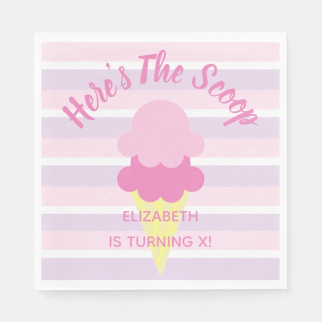 Här är Scoop Ice Cream Sommardagen Pappersservett (Framsidan)