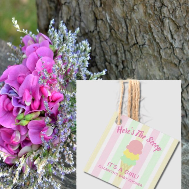 Här är Scoop Ice Cream Summer Baby Shower Gåvor Etiketter (Skapare uppladdad)