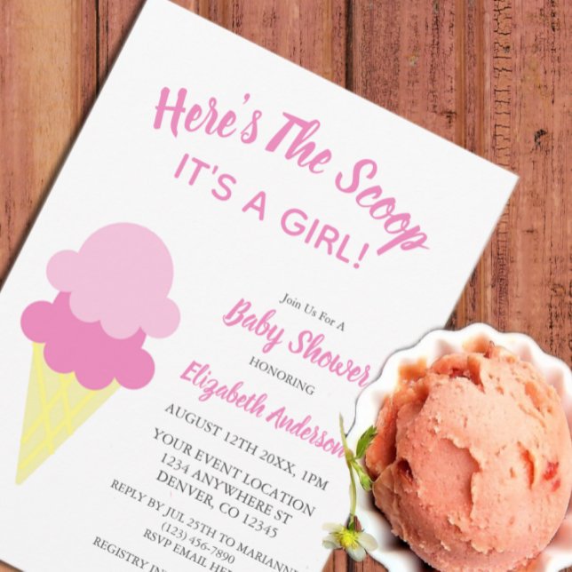 Här är Scoop Ice Cream Summer Baby Shower Inbjudningar (Skapare uppladdad)