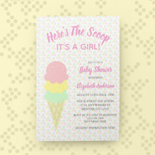 Här är Scoop Ice Cream Summer Baby Shower Inbjudningar