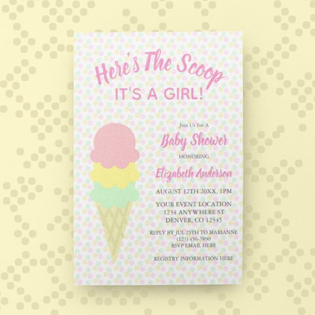 Här är Scoop Ice Cream Summer Baby Shower Inbjudningar (Skapare uppladdad)