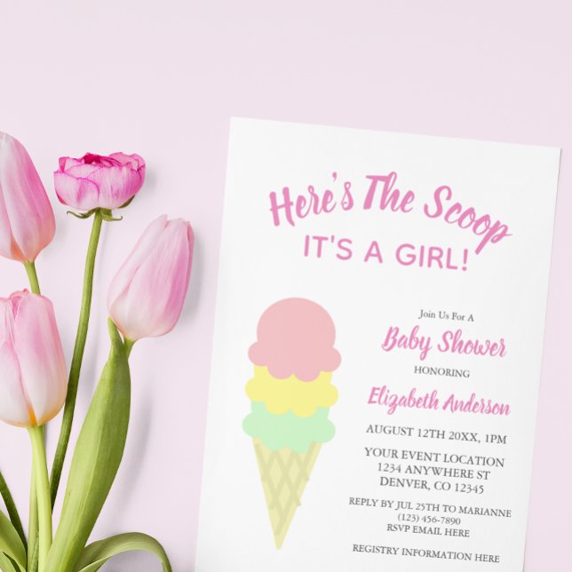 Här är Scoop Ice Cream Summer Baby Shower Inbjudningar (Skapare uppladdad)