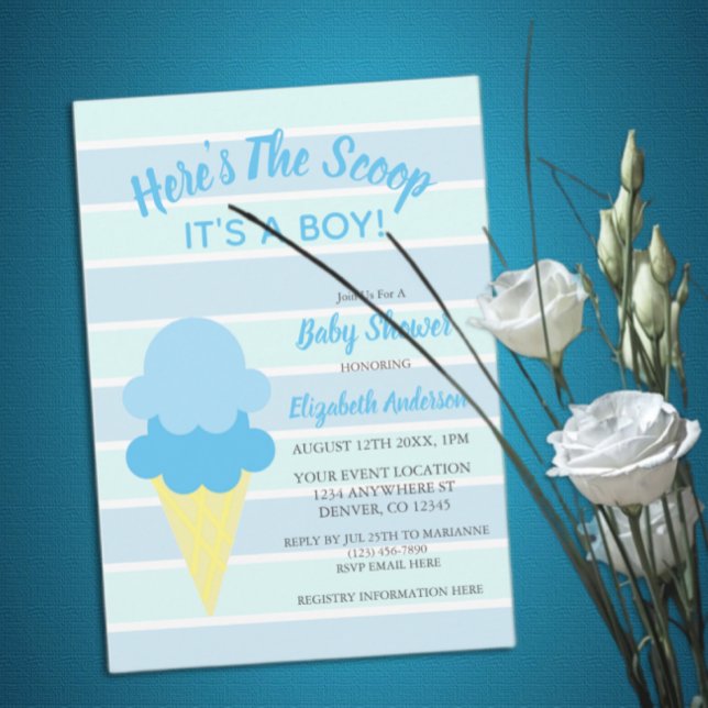 Här är Scoop Ice Cream Summer Baby Shower Inbjudningar (Skapare uppladdad)