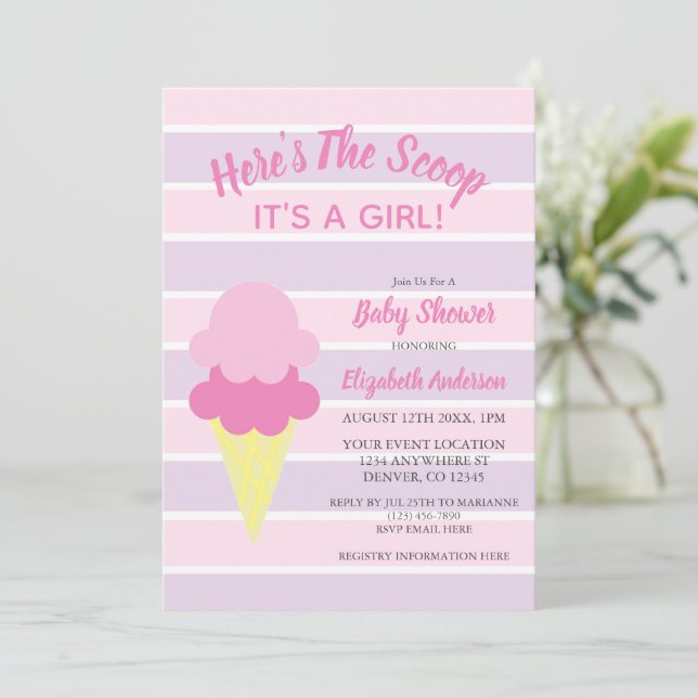 Här är Scoop Ice Cream Summer Baby Shower Inbjudningar (Stående Fram)