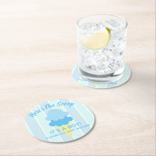 Här är Scoop Ice Cream Summer Baby Shower Underlägg Papper Rund