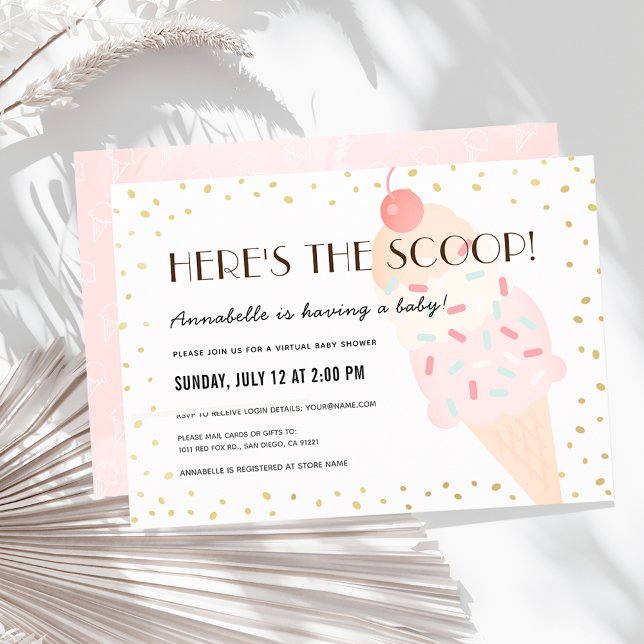 Här är Scoop Ice Cream Virtuell Baby Shower Inbjudningar (Skapare uppladdad)