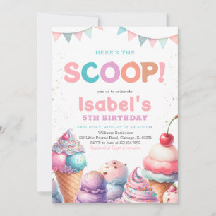 Här är Scoop Ice kräm Birthday Inbjudningar