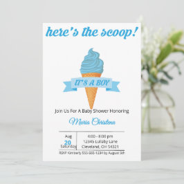 Här är scoopet – Det är en pojke baby shower Inbjudningar