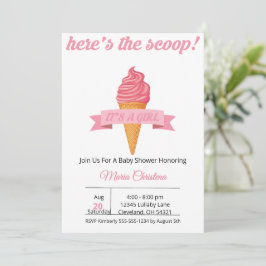 Här är scoopet – Det är en tjej! Baby shower-inbju Inbjudningar