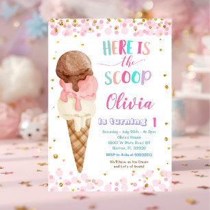 Här är Scoops Cone Glass Birthday Party Inbjudningar