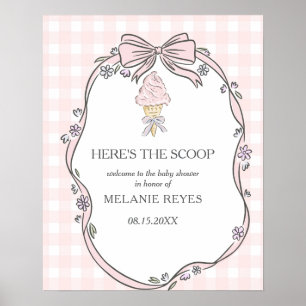 Här är Skopan Rosa Glass Sundae Baby Shower Poster
