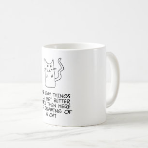 Här är teckning i en katt kaffemugg