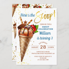 Här är The Scoop Chocolate Ice Cream Birthday Inbjudningar