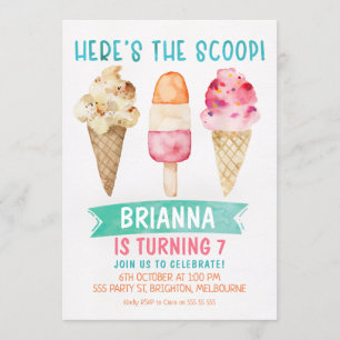 Här är The Scoop Ice-kräm Birthday-inbjudan Inbjudningar
