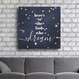 Här är till Skolor som Dream Guld Stars Type Navy Canvastryck