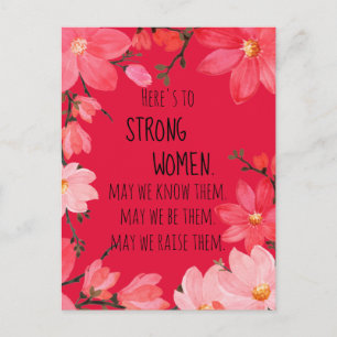 Här är till starka kvinnor Cherry Red Floral Vykort