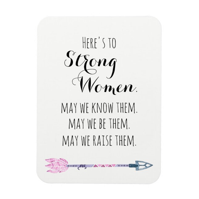 Här är till Strong Woman Quote Tribal Arrow Lilac Magnet (Vertikal)