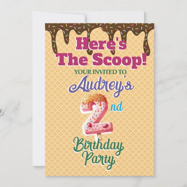 Här är våffelkon-inbjudan inbjudningar (Framsida)