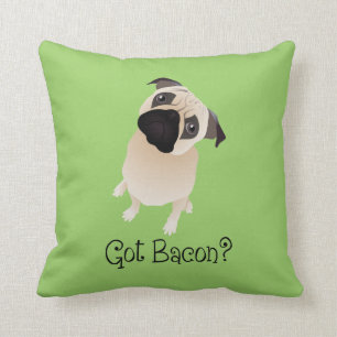 Har Bacon? Pug PIllow Kudde