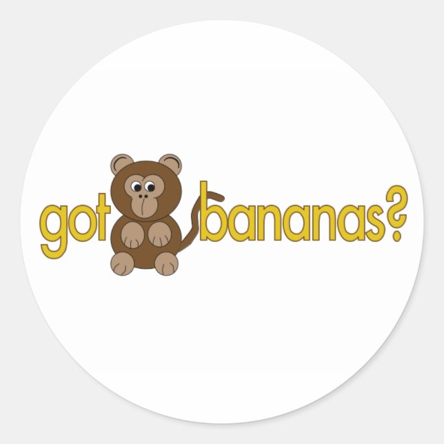 Har bananer? runt klistermärke (Framsida)