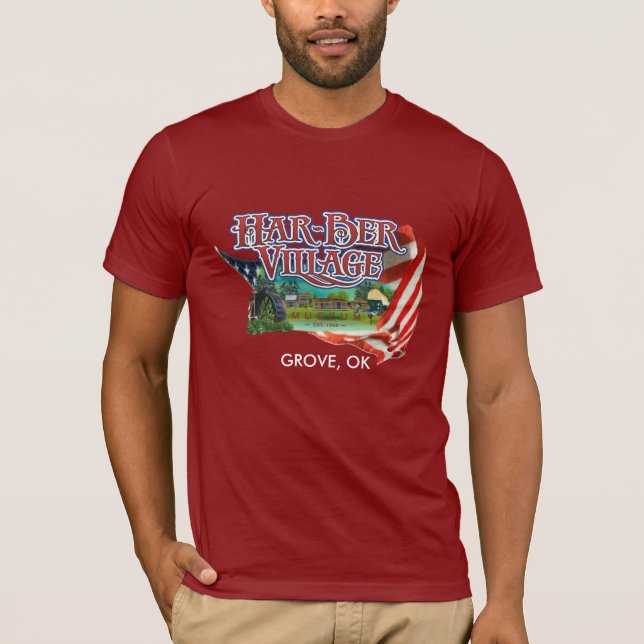Har-Ber Village med flagg-T-shirt 2 T-shirt (Framsida)