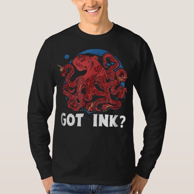 Har Bläck Funny Body Art Octopus Tattoo T-Shirt (Framsida)