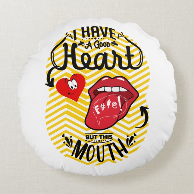 har bra hjärtmun rund kudde (Framsidan)