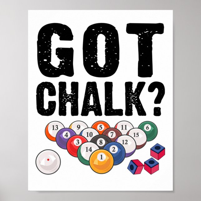 Har Chalk Bassäng Billiards Player Funny Poster (Framsidan)