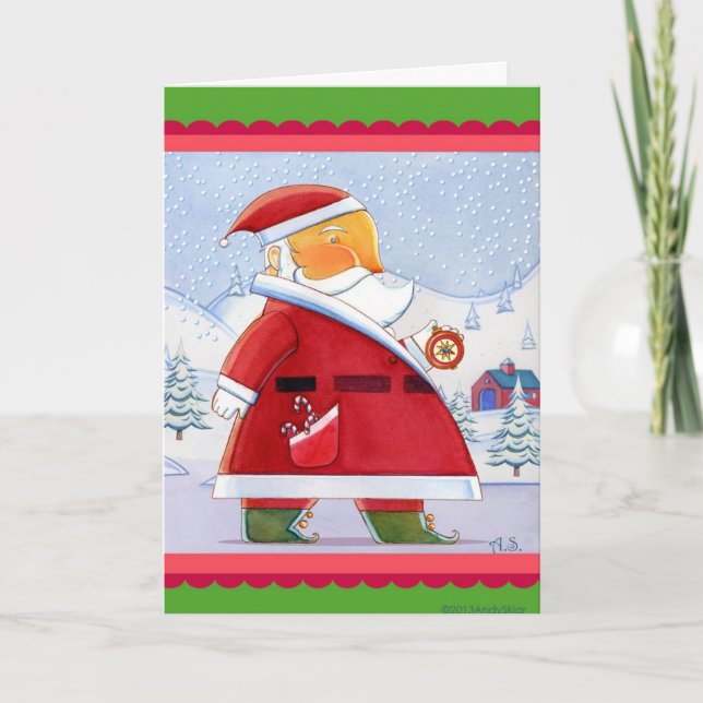 Här Comes Santa Helgkort (Framsida)