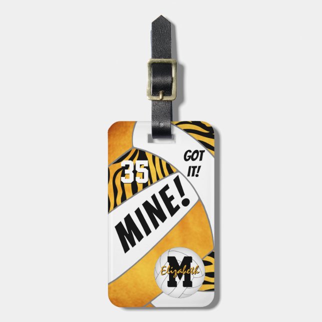 Har den, gigantisk orange med zebra volleyball bagagebricka (Vertikal Framsida)