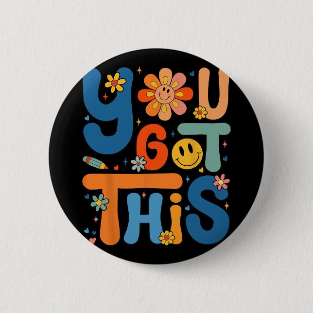 Har Den här testdagen Groovy Motivational Teacher  Knapp (Framsida)