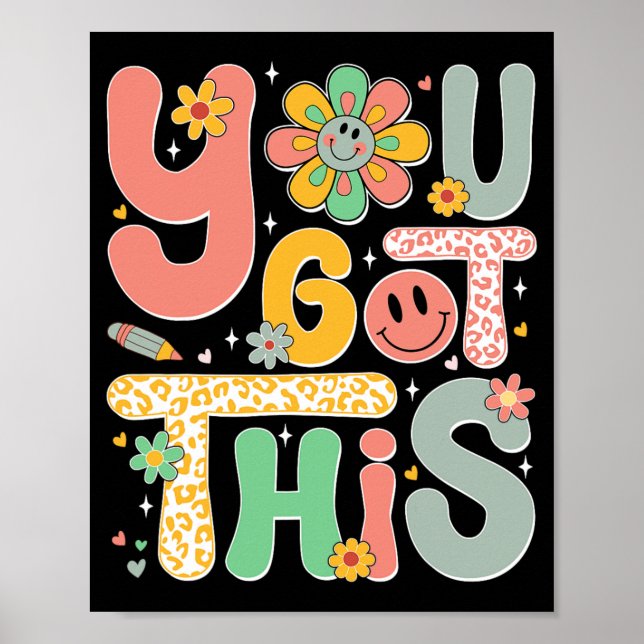 Har Den här testdagen Groovy Motivational Teacher  Poster (Framsidan)