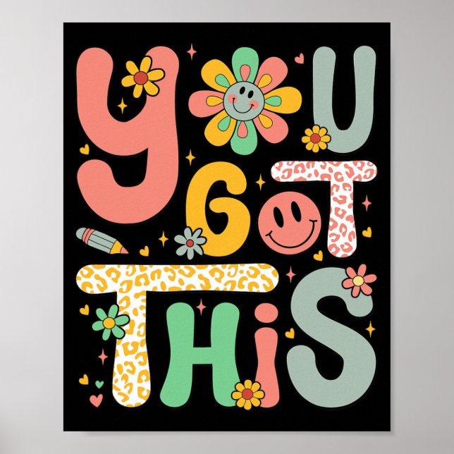 Har Den här testdagen Groovy Motivational Teacher  Poster (Framsidan)