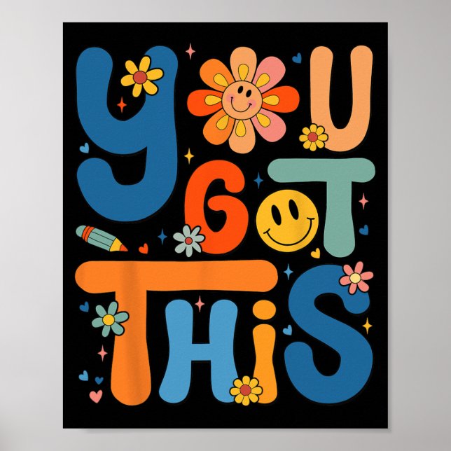 Har Den här testdagen Groovy Motivational Teacher  Poster (Framsidan)