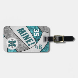 Har det, tjejer tear grått-vit märkre med volleyba bagagebricka