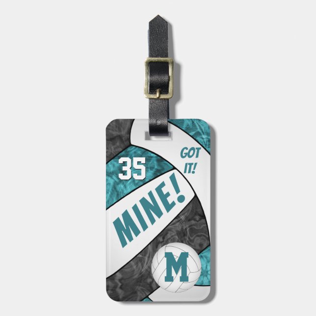 Har det, tjejer testar svart volleyball-lag färg bagagebricka (Vertikal Framsida)