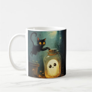Har dig - Halloween Cat och Ghost Kaffemugg