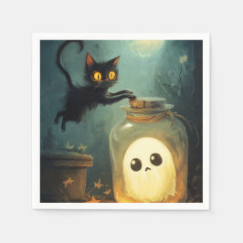 Har dig - Halloween Cat och Ghost Pappersservett