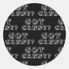 Har du godis? Svarta och vita dödskallar Halloween Runt Klistermärke