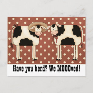 Har du Herd? Vi flyttade! Cute COW-par Vykort