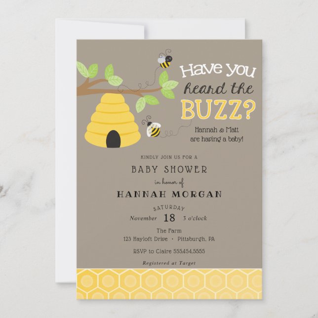 Har du hört Buzz? Bee Baby Shower Inbjudningar (Framsida)