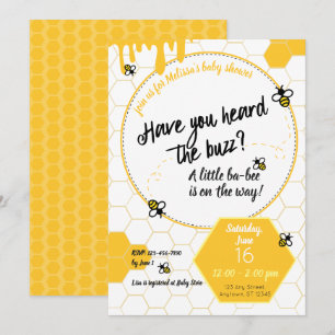 Har du hört Buzz? Bee-tema för babyskor Inbjudningar