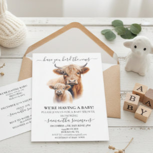 Har du hört Highland Cow Baby Shower-nyheterna Inbjudningar
